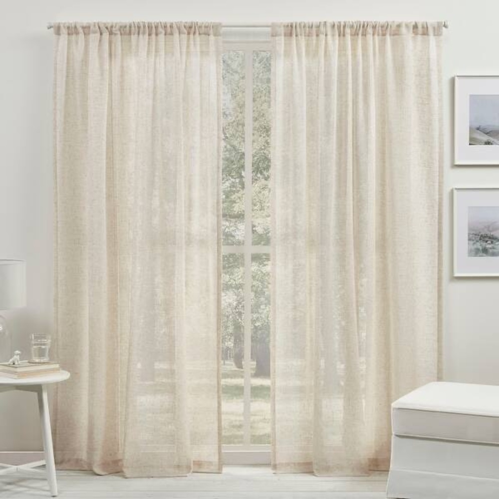 Lauren Ralph Lauren Sheer Rod Pocket Curtain Panels Pair • 54 x 84 • Linen Blend